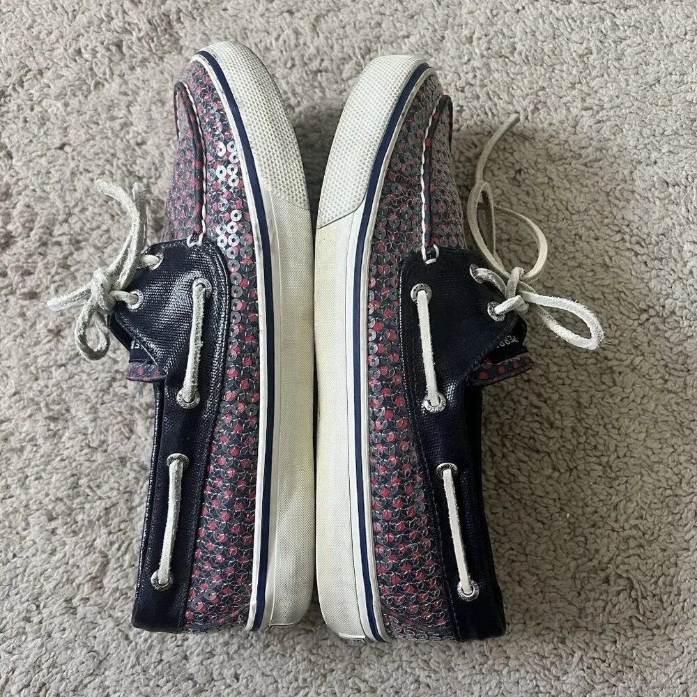 Sperry Top-Sider Size 7 Navy Red Sequin Dot Comfort Shoes